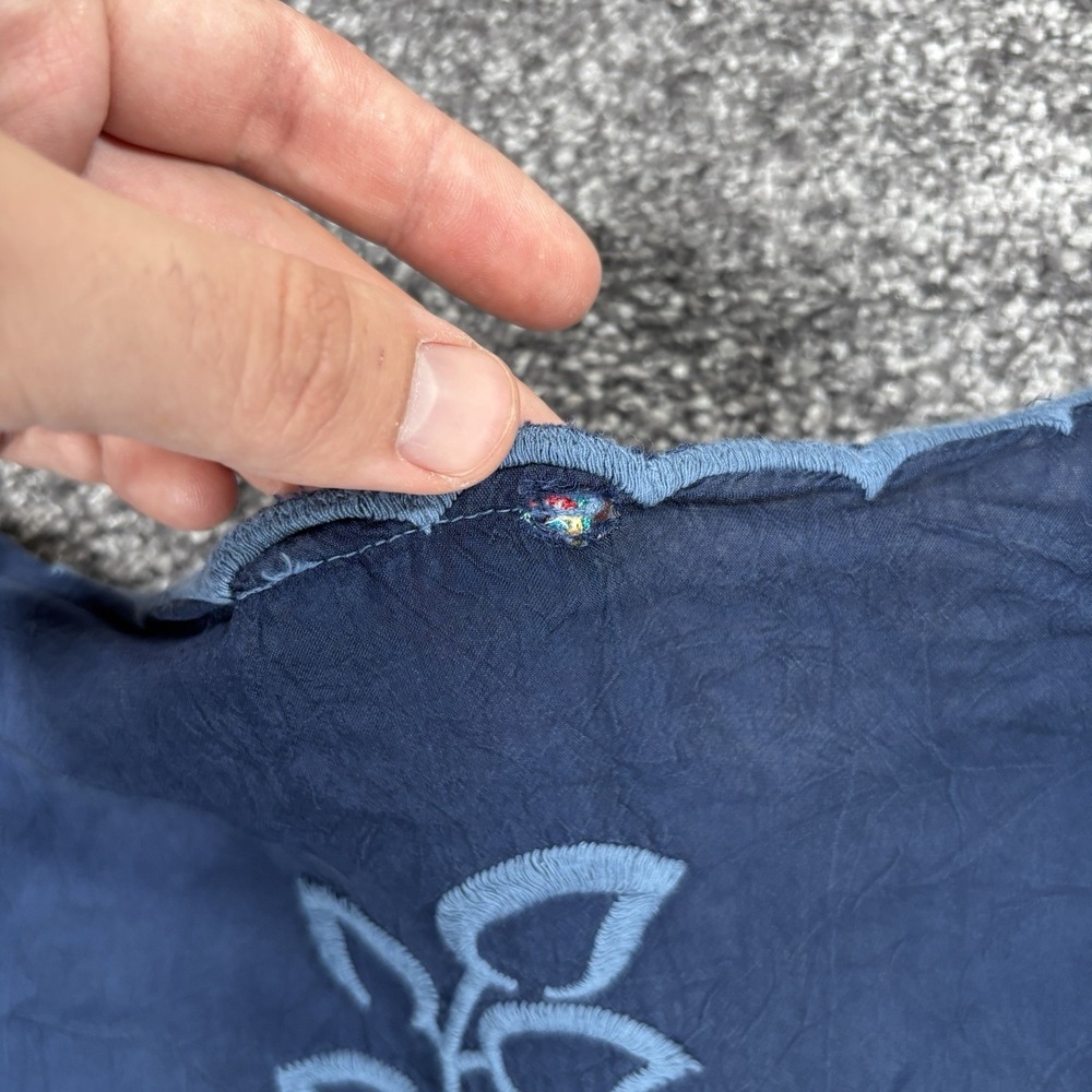 Johnny Was Blouse Tunic Top Women's Small Blue Embroidered Floral Rayon - Picture 9 of 10